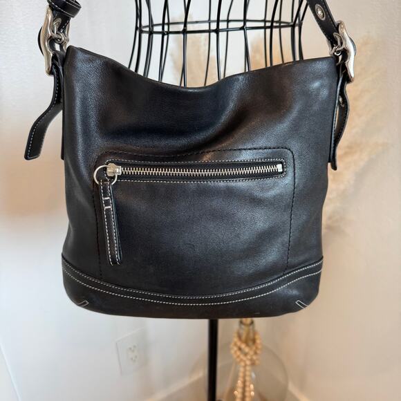 COACH Vintage 1415 Soho Black Leather Crossbody Shoulder Bag Hobo - Picture 2 of 15